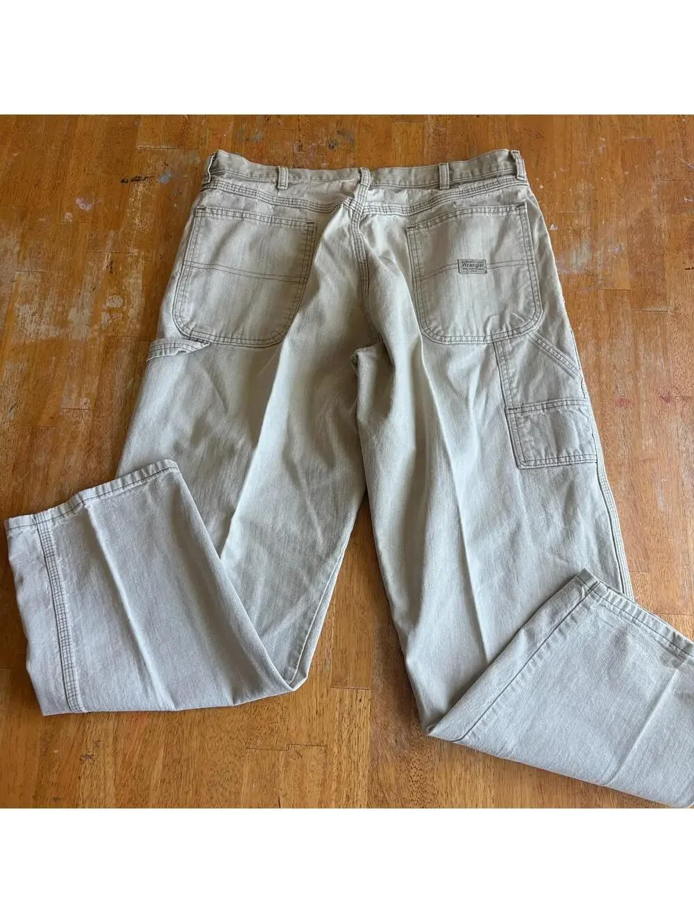 Carpenter Workwear Pants Wrangler 36x30 Fits Like 35X31 Tan Utility Straight Leg